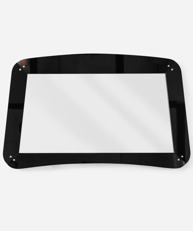 Black opaline framed mirror, circa 1960