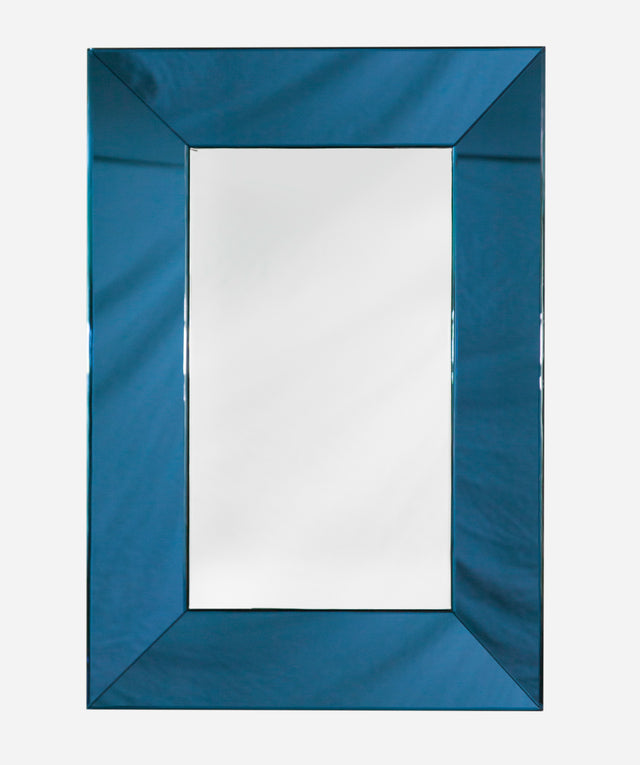 Blue framed mirror, circa 1990
