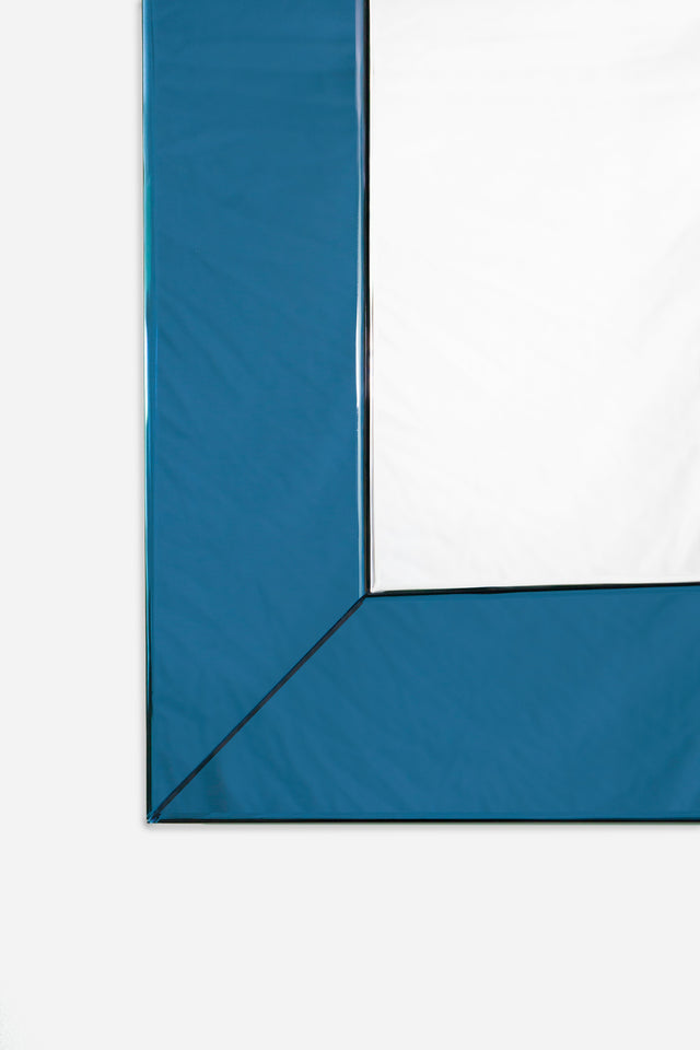 Blue framed mirror, circa 1990