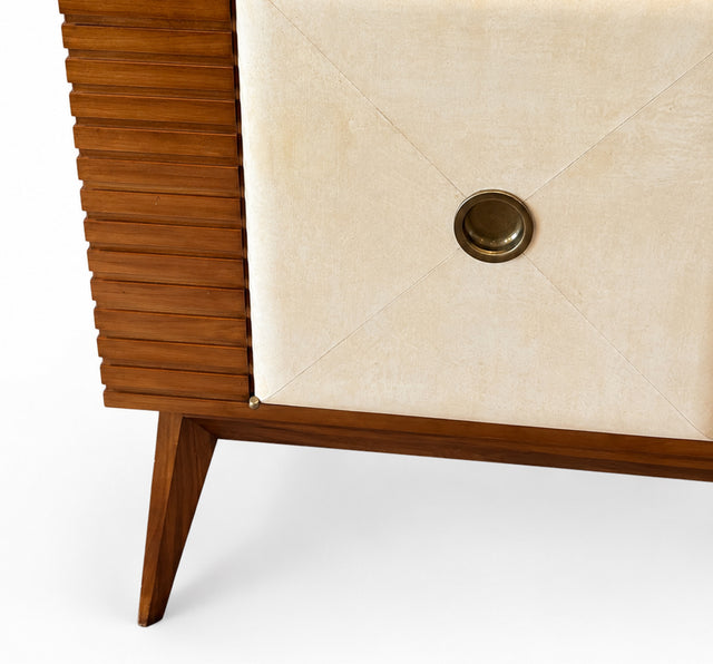 Osvaldo Borsani, Sideboard in beech wood with two parchment-lined doors, 1939.