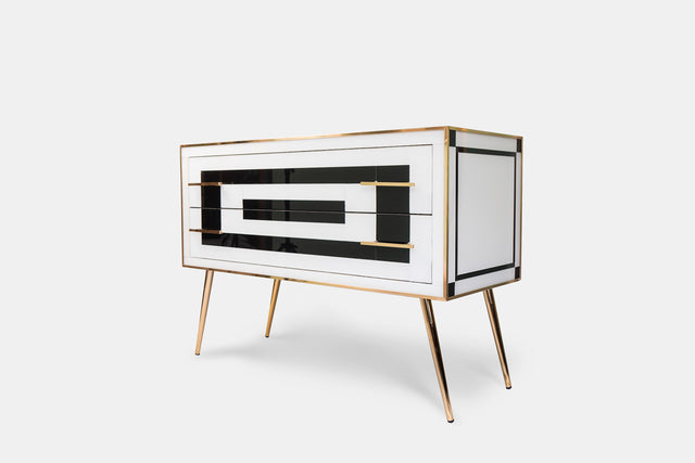 Chest of drawers in white and black, circa 1990s