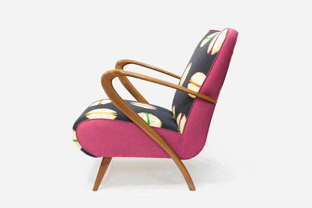 Coffee grain patterned armchair, circa 1940