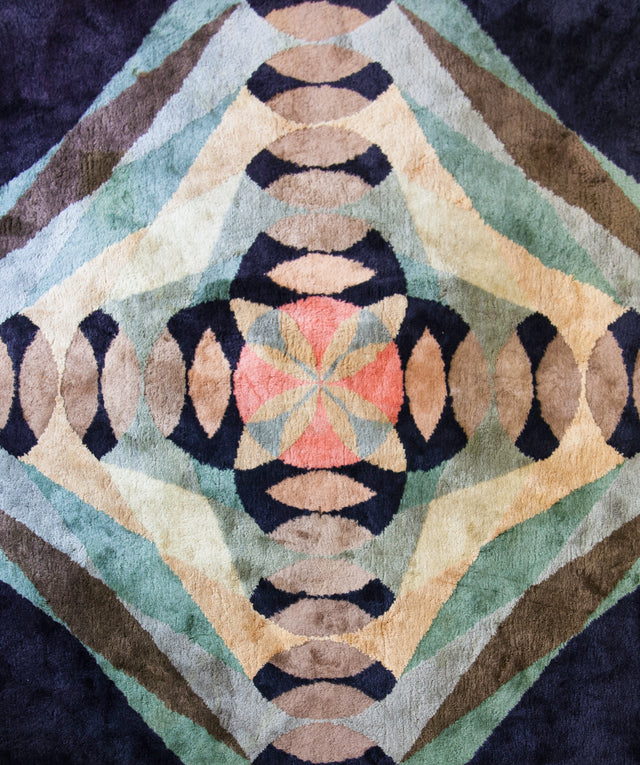 Geometric woollen rug, circa 1980