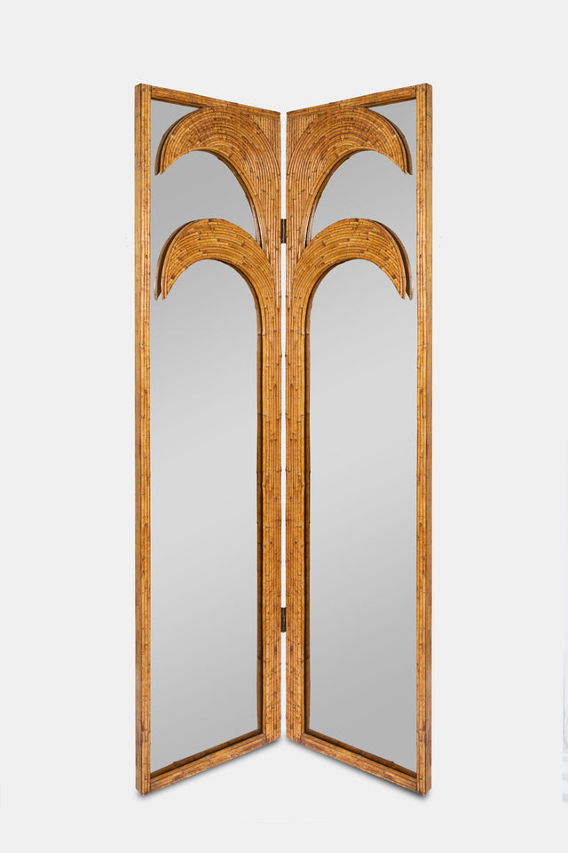 Mirrored two-fold decorative screen, circa 1970s