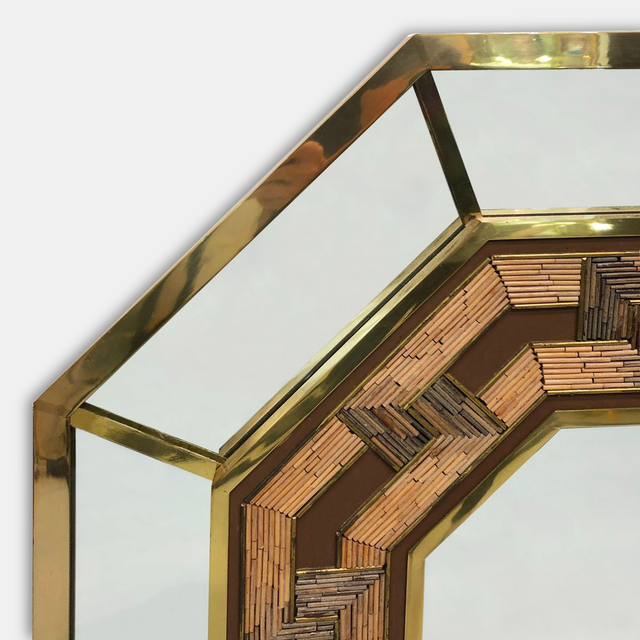 Octagonal mirror in the manner of Gabriella Crespi, circa 1970s