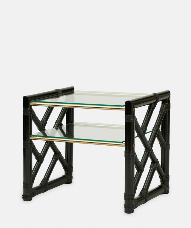 Pair of faux bamboo side tables, circa 1970s