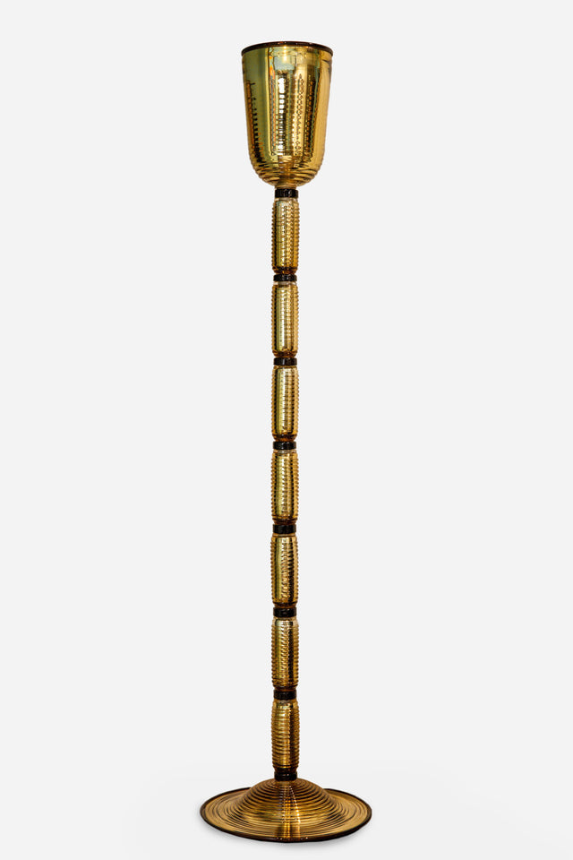 Pair of floor lamps in pulegoso glass, circa 1940