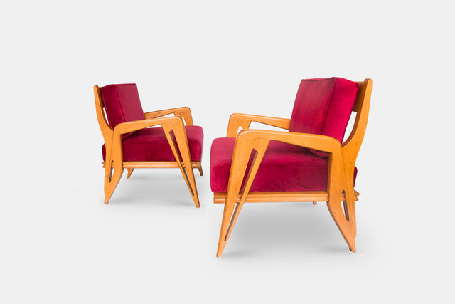 Pair of rare armchairs, circa 1950s