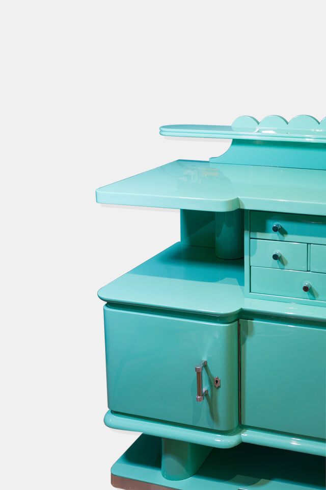 Turquoise kitchen cabinet, circa 1930s