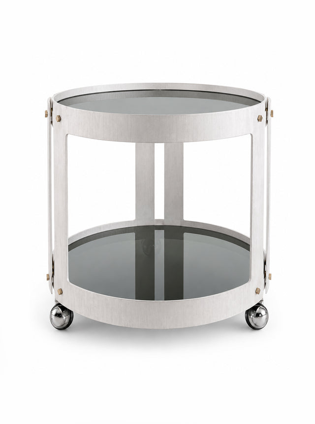 Italian School Metal and Glass Top Bar Trolley, 1970s
