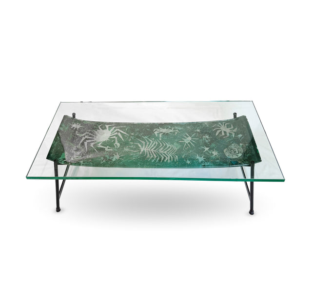 Rare Painted Glass Coffee Table