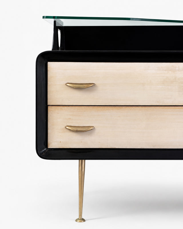 Italian School Laquer and Parchment Sideboard, Italy, 1940s