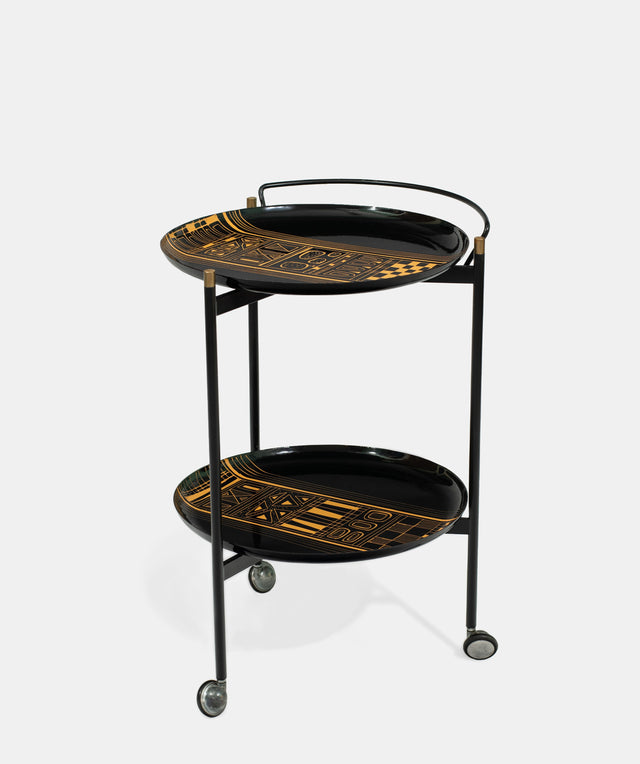 Bar cart with removable trays, circa 1950s