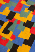 Blue and green geometric rug, circa 1960