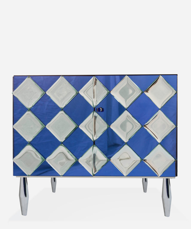 Blue mirror cabinet, circa 1990