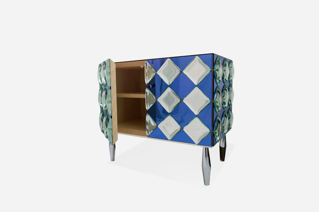 Blue mirror cabinet, circa 1990
