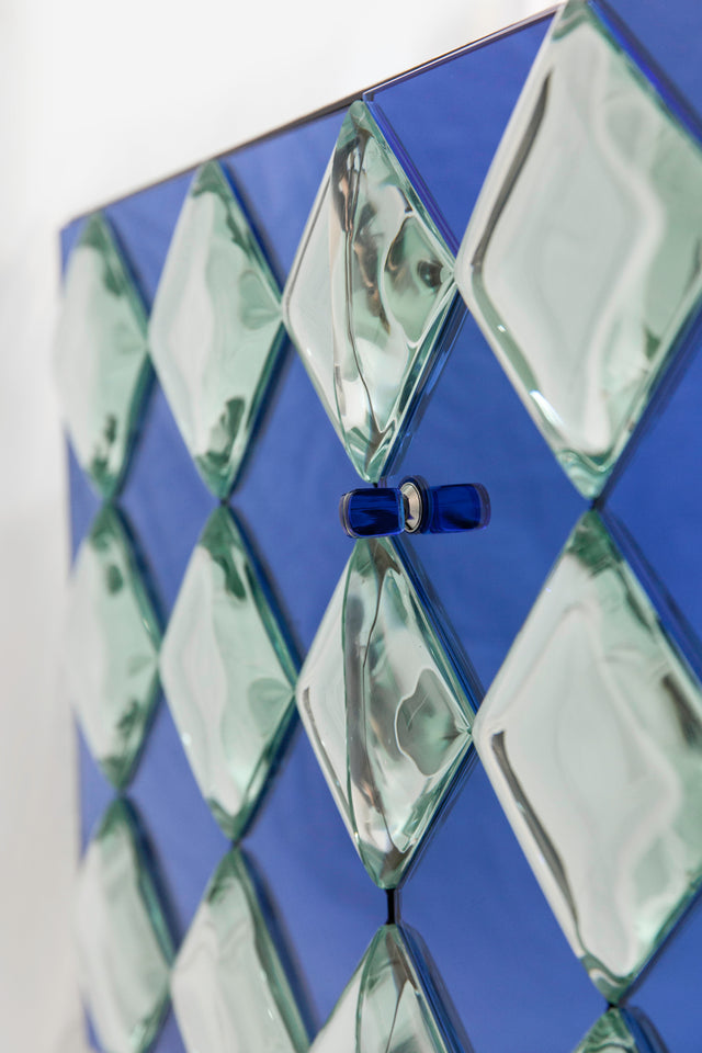 Blue mirror cabinet, circa 1990
