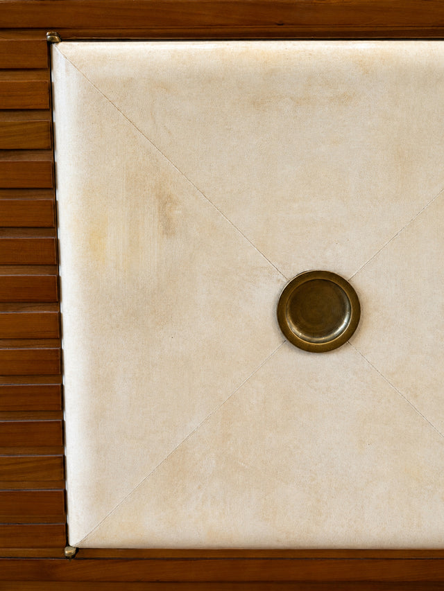 Osvaldo Borsani, Sideboard in beech wood with two parchment-lined doors, 1939.