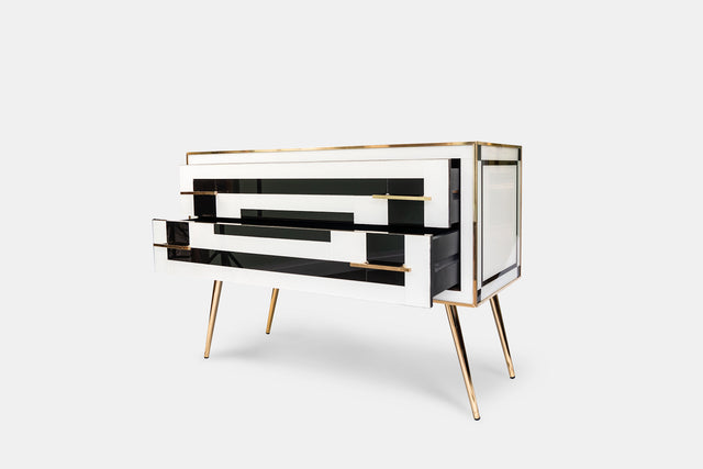Chest of drawers in white and black, circa 1990s