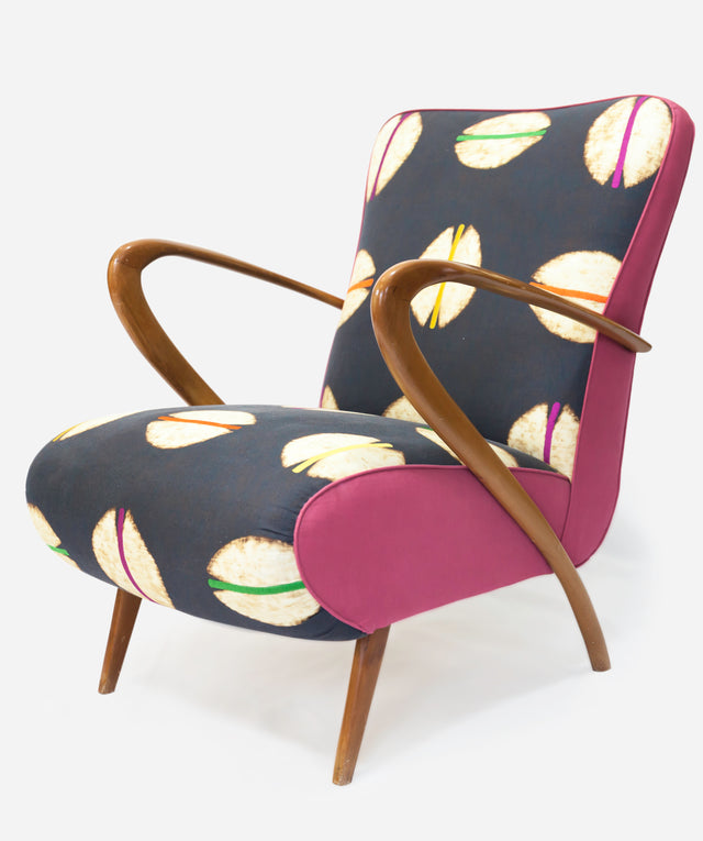 Coffee grain patterned armchair, circa 1940