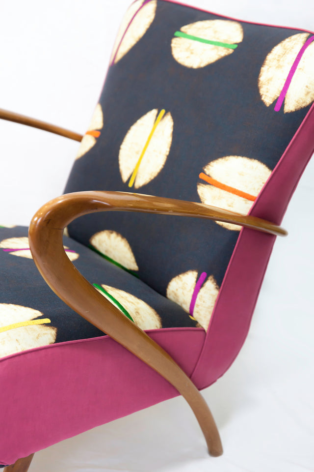 Coffee grain patterned armchair, circa 1940