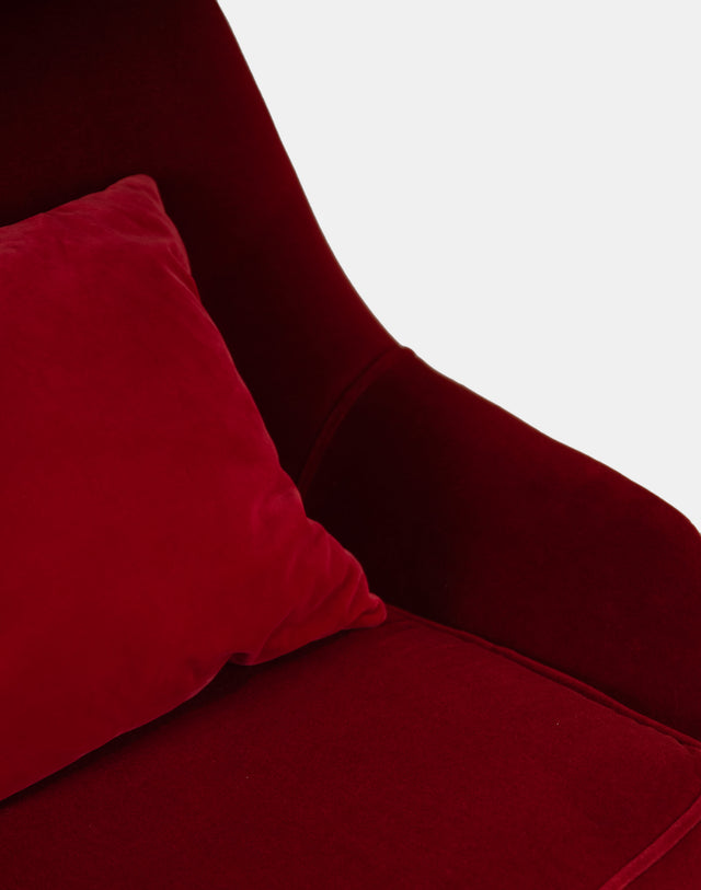 Pair of Red Velvet Armchairs by ISA Bergamo, Italy