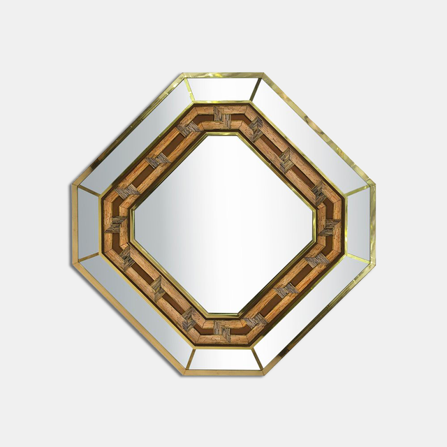 Octagonal mirror in the manner of Gabriella Crespi, circa 1970s