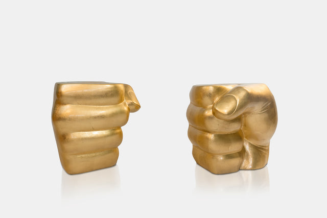 Pair of 'fist' poufs/side tables, 2014