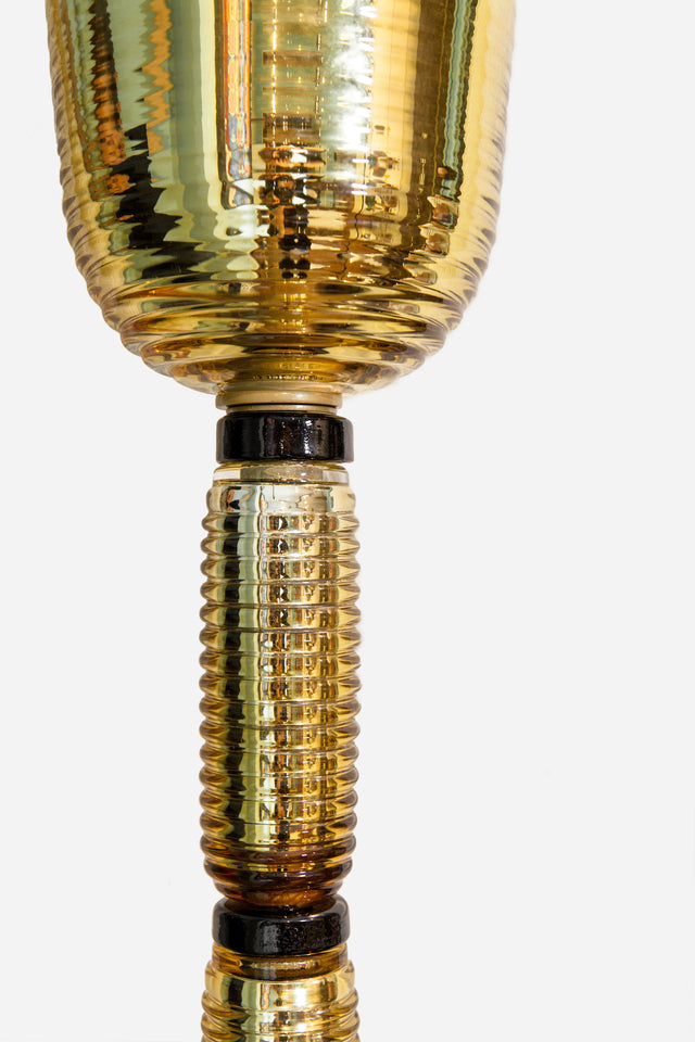 Pair of floor lamps in pulegoso glass, circa 1940