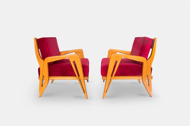 Pair of rare armchairs, circa 1950s