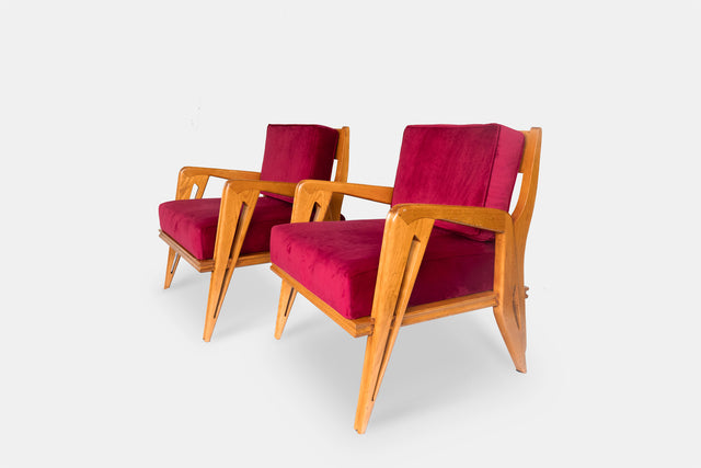 Pair of rare armchairs, circa 1950s