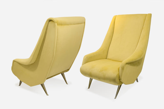 Pair of yellow armchairs, circa 1950