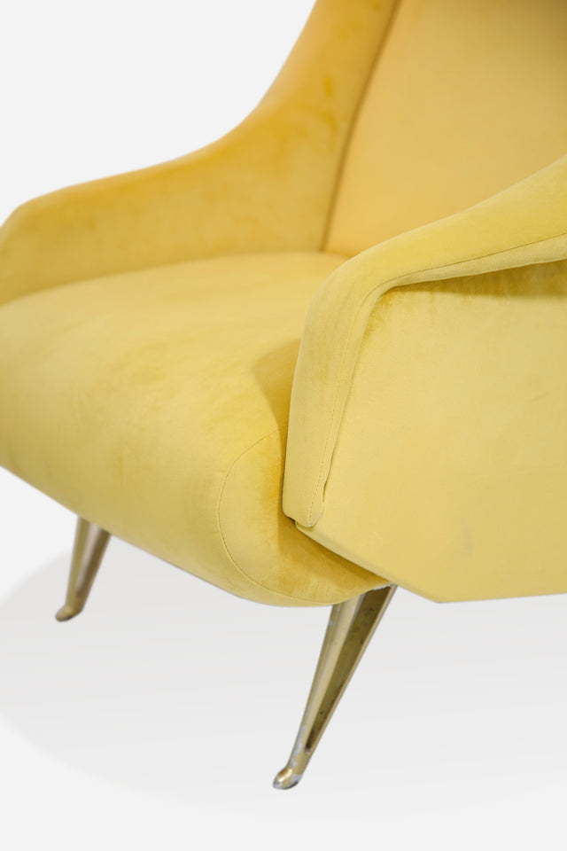 Pair of yellow armchairs, circa 1950