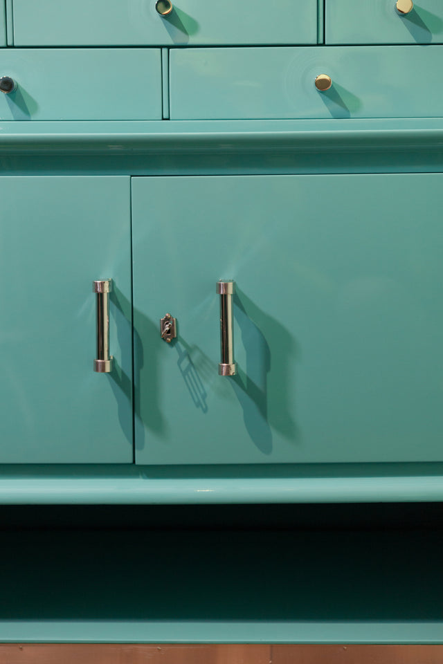 Turquoise kitchen cabinet, circa 1930s