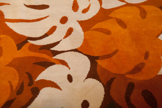 White and orange leaves rug, circa 1970