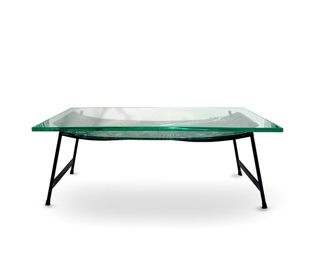 Rare Painted Glass Coffee Table